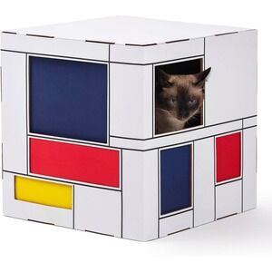 Cat Cardboard Scratcher House Artistic w/Pad Brown One Size Gift